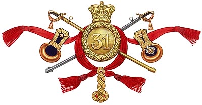 The Other Rank’s shako plate, a Field Officer’s sword w