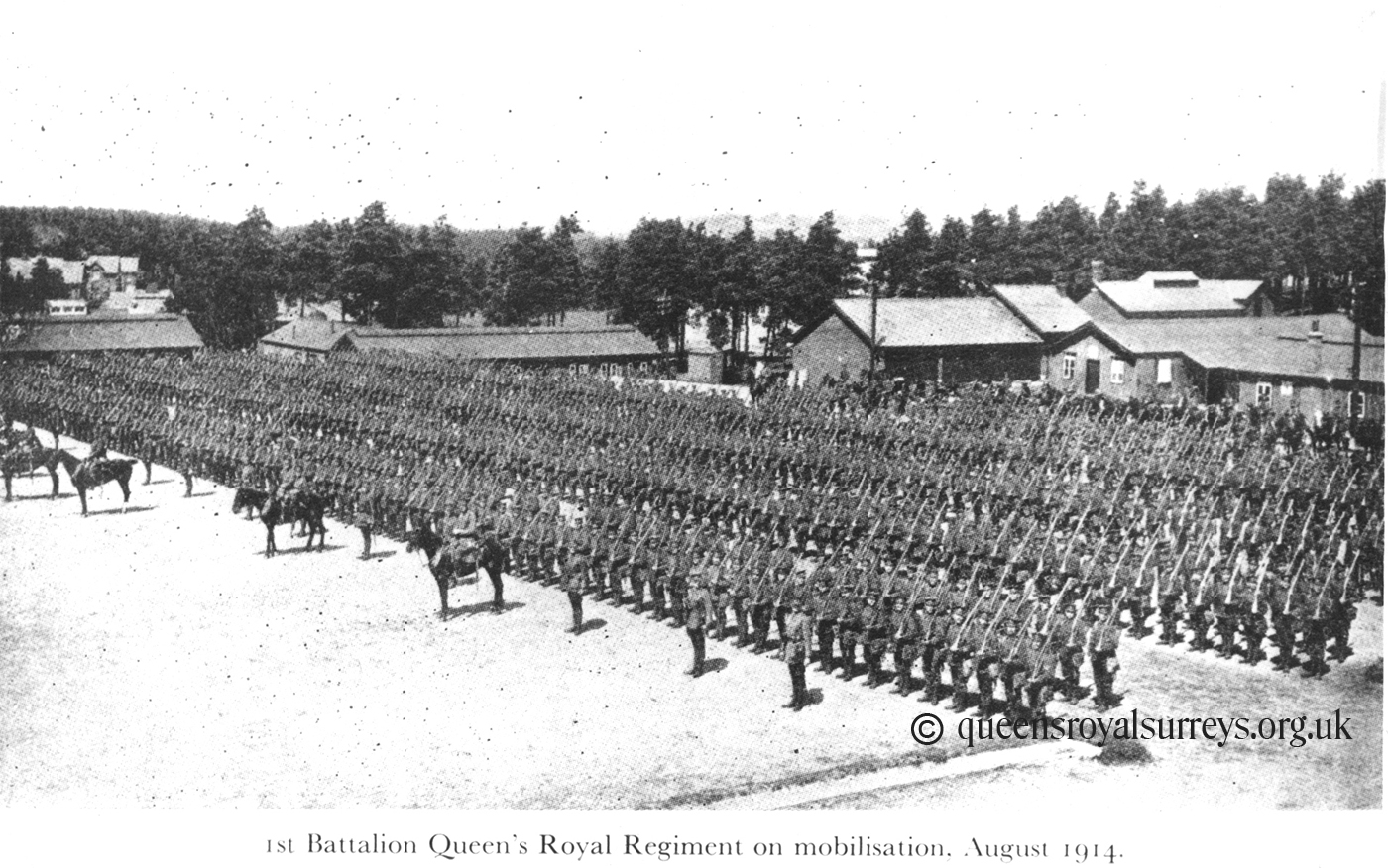 1st Battalion Queen's Royal Regiment on mobilisation. August 1914