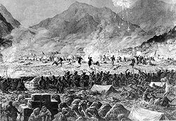 1st Bn The Queen’s Royal Regiment at the action at Mawagai, 20th September 1897. B Coy Lt H A Engleque, D Coy Capt Glasgow. Winston Churchill was there.