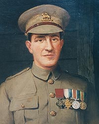 Oil painting of Private J Harvey VC