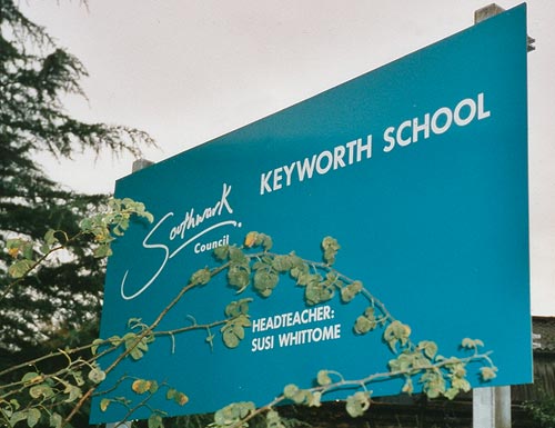 Keyworth School Sign, Borough of Southwark.