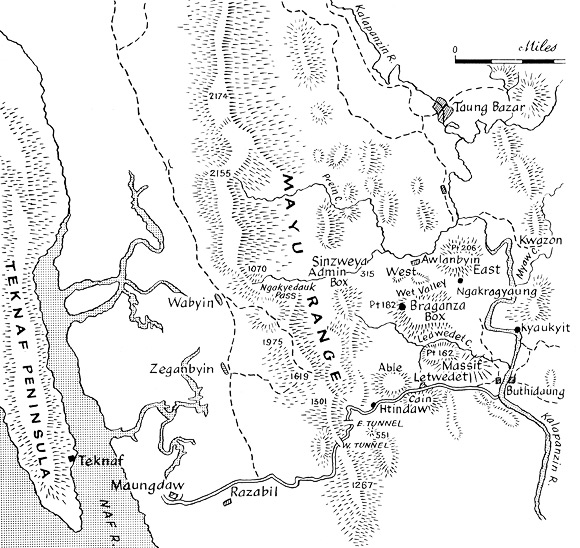 map of the mayu range, burma